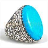 Chevalière Pierre Turquoise Argent Massif - Style Protecteur