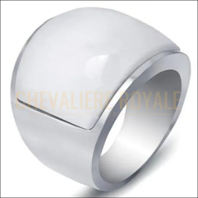 Chevaliere royale - bague pour femme en acier pierre arc-en-ciel huileux et vitreux