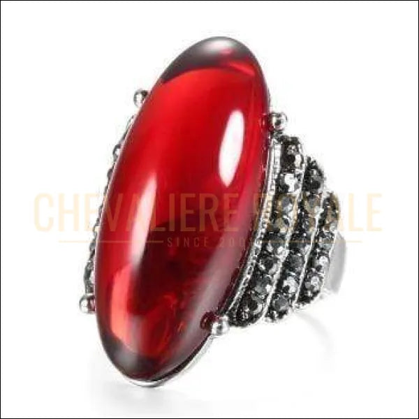 Chevaliere Royale : bague pour femme en alliage aspect allongé et ronde  rouge