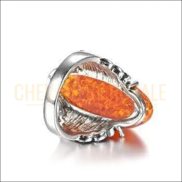 Chevaliere Royale : bague pour femme en alliage aspect allongé et ronde  orange