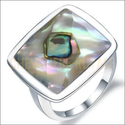 Chevalière pour femme en argent bague abalone la source du mystère - Chevalière Royale 