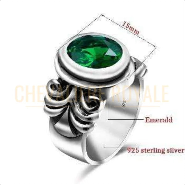 Chevalière pour femme en argent émeraude reflet paisible du vert 925