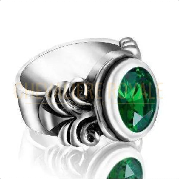 Chevalière pour femme en argent émeraude reflet paisible du vert bijoux