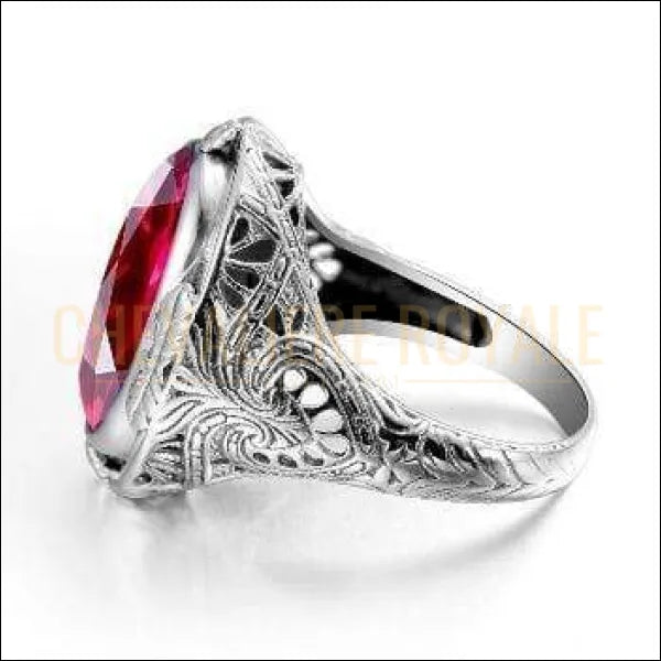 Chevalière pour femme en argent pierre rubis rouge bien raffinée 925