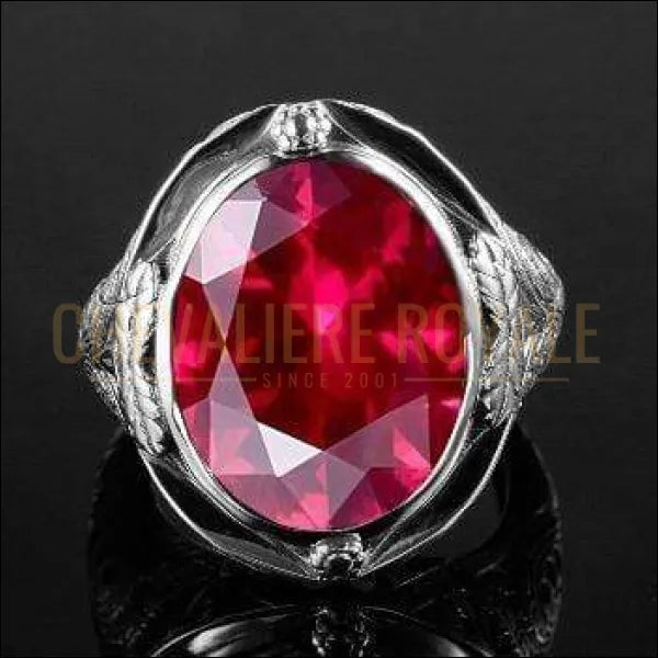 Chevalière pour femme en argent pierre rubis rouge bien raffinée precieuse