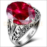 Chevalière pour femme en argent Princess Diana rubis synthétique