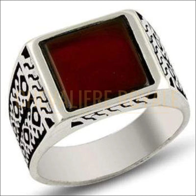Chevalière pour homme argent agate dominante carrée - Chevalière Royale 