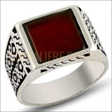 Chevalière pour homme argent agate dominante carrée