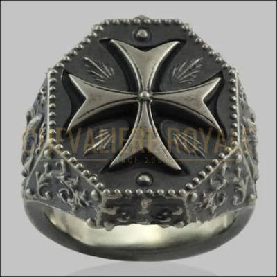 Chevaliere-Pour-Homme-Argent-Antique-Croix-De-Malte-Fleur-De-Lis.jpg