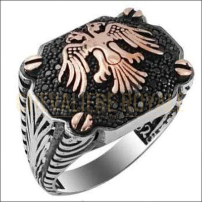 Chevalière pour homme argent caractères de guerrier et courageux - Chevalière Royale 