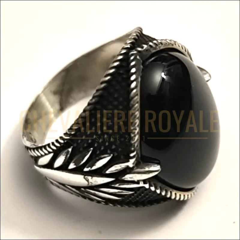 Chevalière pour homme argent la pierre de pensée positive