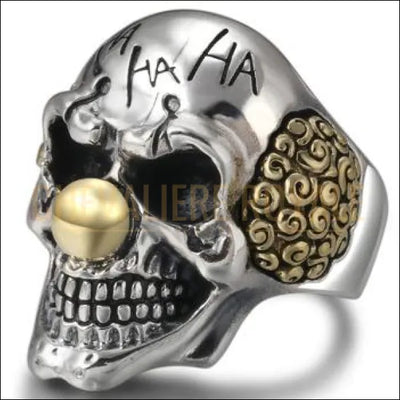 Chevaliere Royale - bague gothique biker homme argent la tête de crâne et le tueur clown