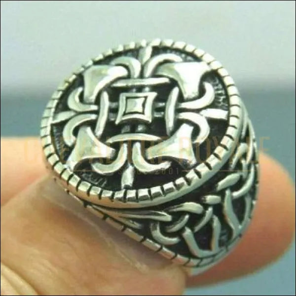 Chevalière pour homme argent massif motifs de tulipe et de chaîne bague 