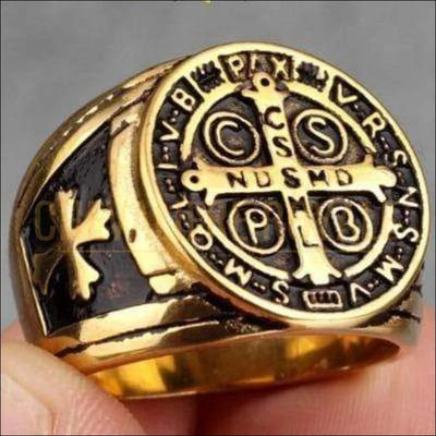Chevalière royale  pour homme argent Saint Benedict Sceau des Templiers