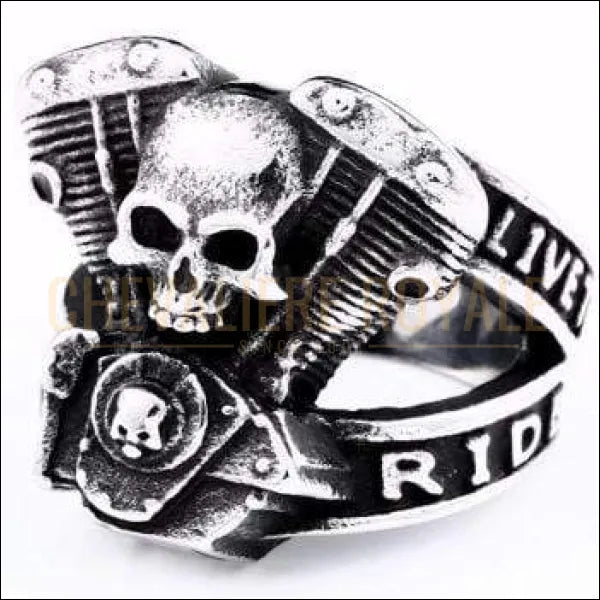 Chevaliere Royale - bague homme en acier biker " le motard c'est l'homme le vrai "