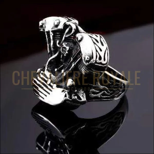 Chevaliere Royale - bague homme en acier biker " le motard c'est l'homme le vrai " bijoux pas cher motard