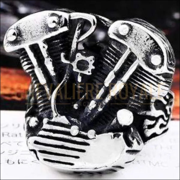 Chevaliere Royale - bague homme en acier biker " le motard c'est l'homme le vrai " bijou 