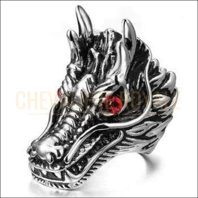 Chevalière pour homme en acier dragon mythologique style punk - Chevalière Royale 
