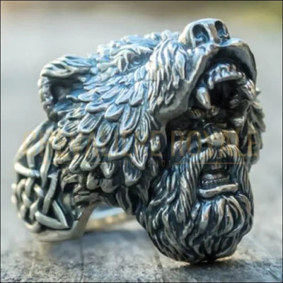 Chevaliere royale pour homme en acier gothique ours Viking nordiques