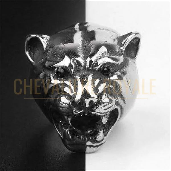 Chevalière royale homme en acier inox le fureur de léopard