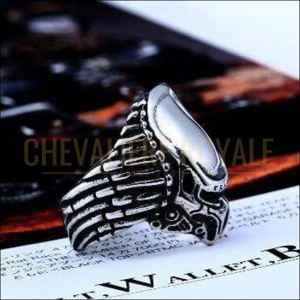 Chevalière pour homme en acier inoxydable style biker prédateur gothique rock punk