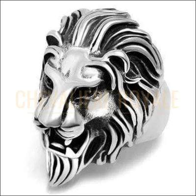 Chevalière royale pour homme en acier tête de lion l'incarnation du courage