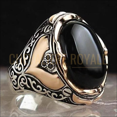 Chevalier royale pour homme en argent pierre au chakra racine onyx