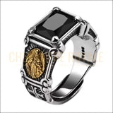 Chevalière pour homme en argent Saint-Esprit Marie vierge