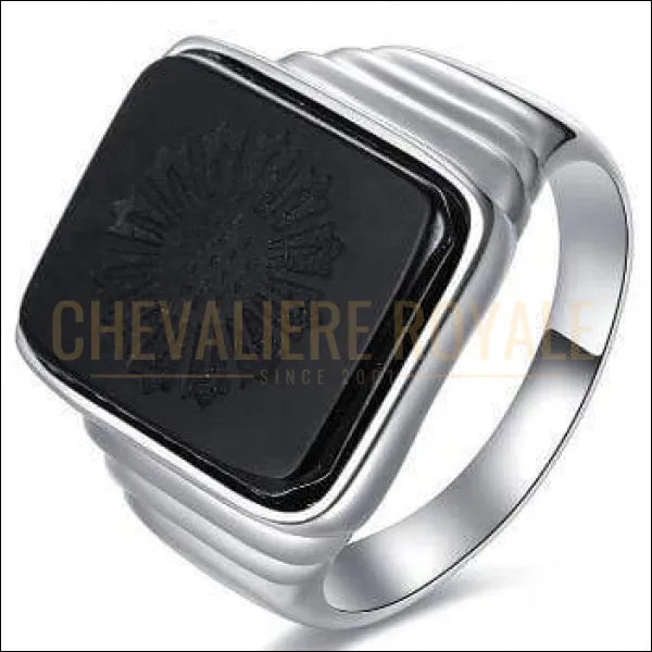 Chevalière pour homme en argent sublime pierre d’onyx 20 mm 