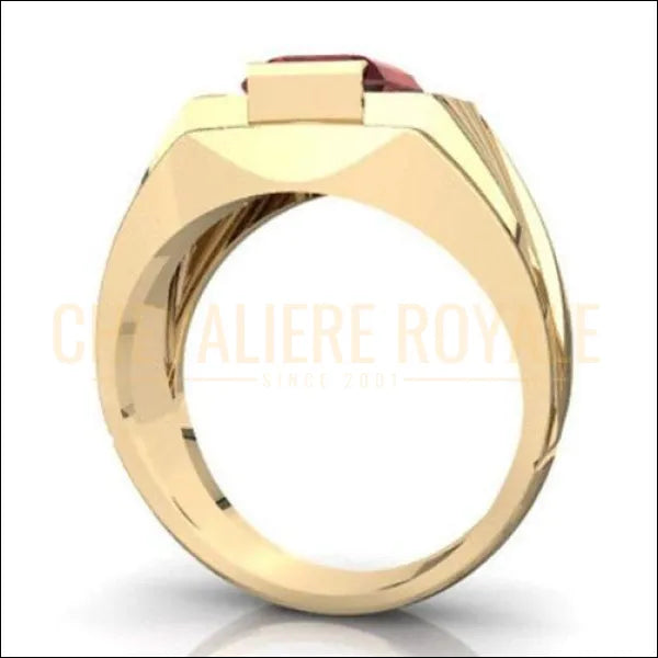Bague Chevalière pour homme en or 14-18 carats la pierre grenat