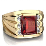 Chevalière pour homme en or 14-18 ct avec pierre grenat
