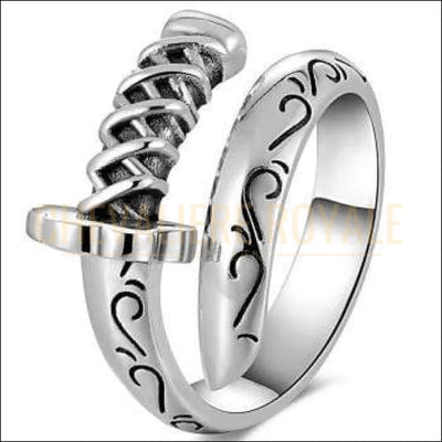 Chevaliere royale - bague gothique  homme et femme en argent couteau sabre guerrier 