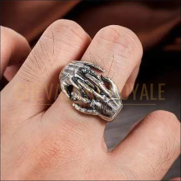 Chevalière pour homme et femme en argent gothique main zombie - Chevalière Royale 