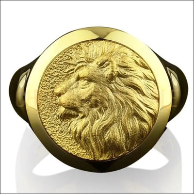 Chevalière pour homme or massif artisanale tête de lion africain