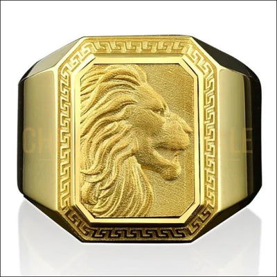 Chevalière homme or jaune artisanale design tête de lion 