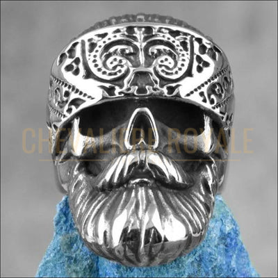 Chevalier royale pour hommes en acier style hippie à crâne barbu