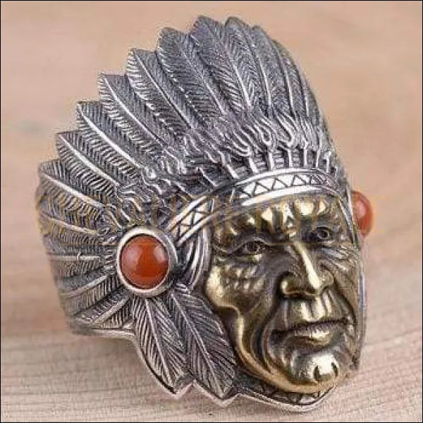 Chevalière pour hommes en argent biker chef Indien "sachem" - Chevalière Royale 