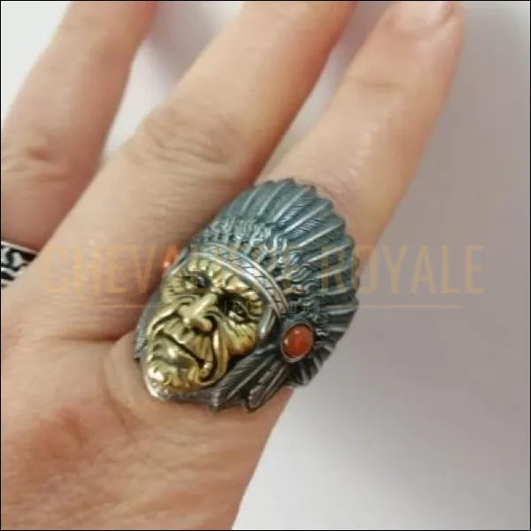 Chevalière pour hommes en argent biker chef Indien "sachem" - Chevalière Royale 