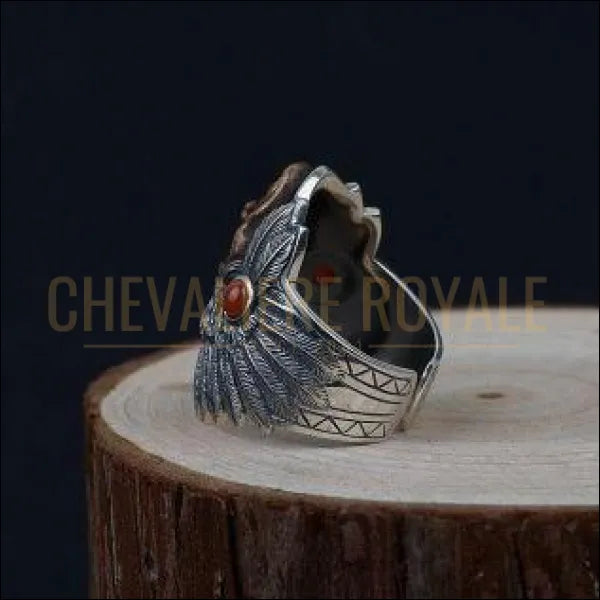 Chevalière pour hommes en argent biker chef Indien "sachem" - Chevalière Royale 
