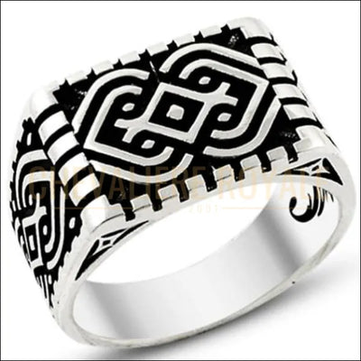 Chevalière pour hommes en argent cœur de losange croisé - Chevalière Royale 