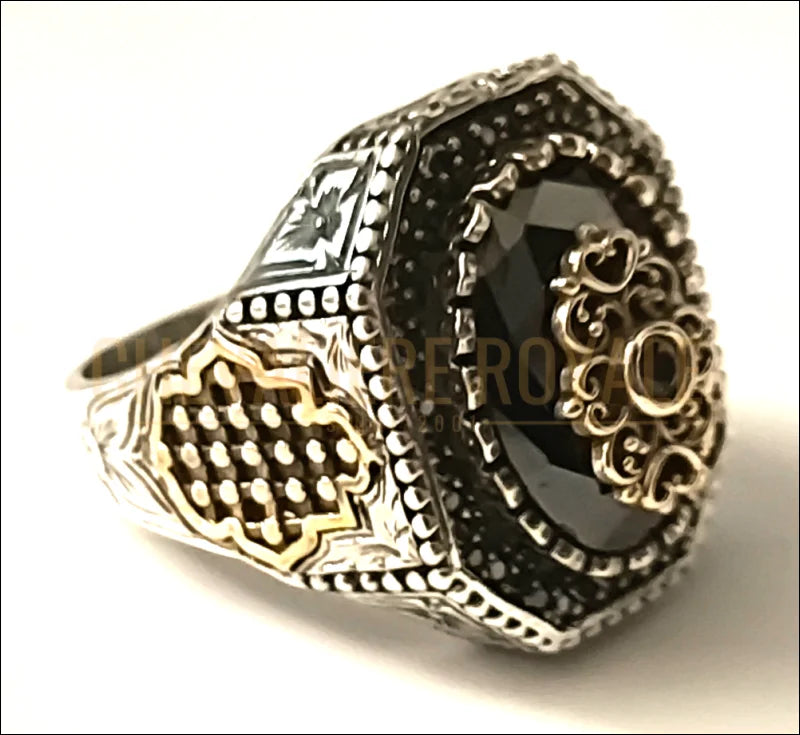 Chevalière pour hommes en argent pierre onyx vertus all