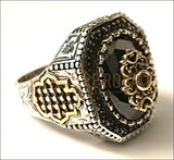 Chevalière pour hommes en argent pierre onyx vertus all black