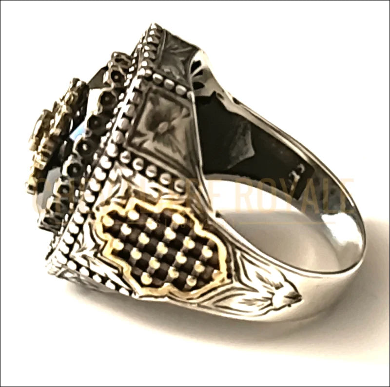 Chevalière pour hommes en argent pierre onyx vertus all