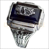 Chevalière pour hommes en argent sapphire synthétique bleue