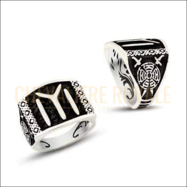 Chevalière pour hommes en argent style ottoman la tribu KAYI - Chevalière Royale 