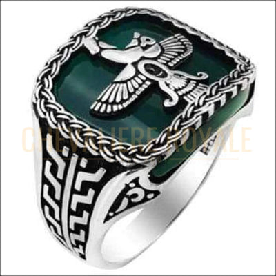 Chevalière pour hommes en argent symbole de Ahura Mazdâ - Chevalière Royale 