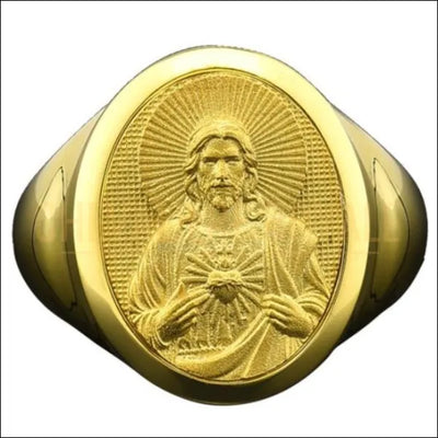 bague chevaliere homme en or massif 18 carat sacré coeur 