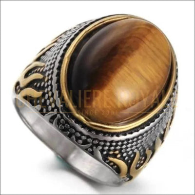 Chevaliere royale pour homme pierre semi-précieuse œil de tigre 