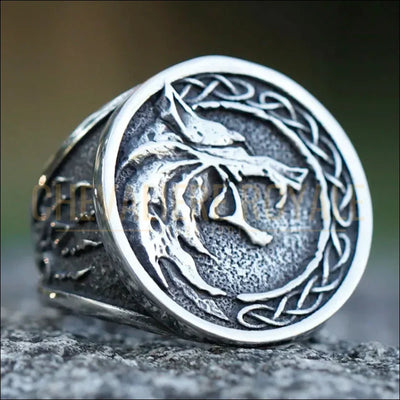 Chevalière pour Hommes Viking en Acier avec Tête de Loup-2025-Chevaliere-Royale-