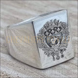 Chevalière rectangulaire personnalisée en argent massif 8 g